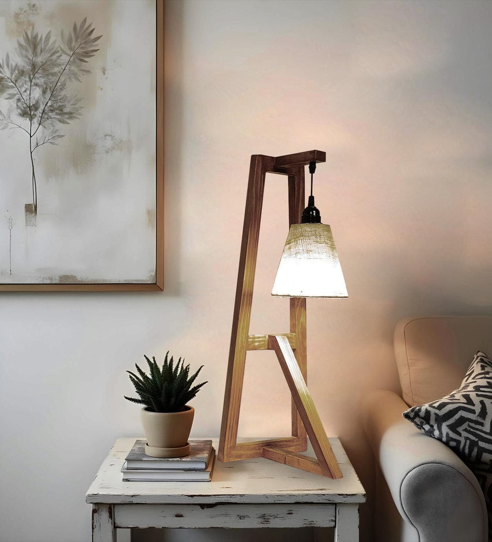 Modern Wooden Tripod Floor Lamp | Decorative Standing Lamp for Living Room & Bedroom