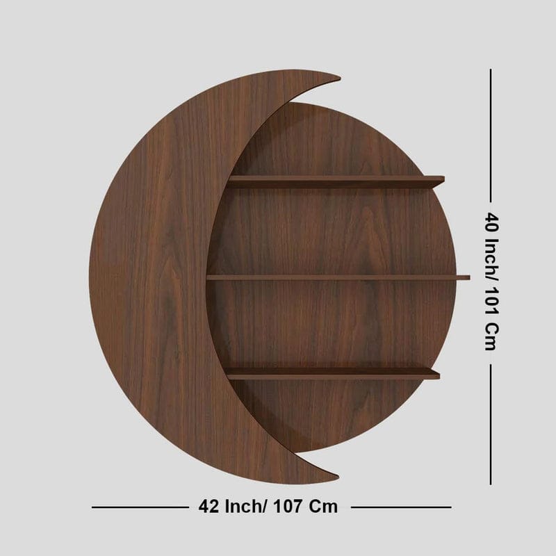 Modern Crescent Moon Wall Shelf – Wooden Decorative Floating Wall Rack for Living Room & Bedroom