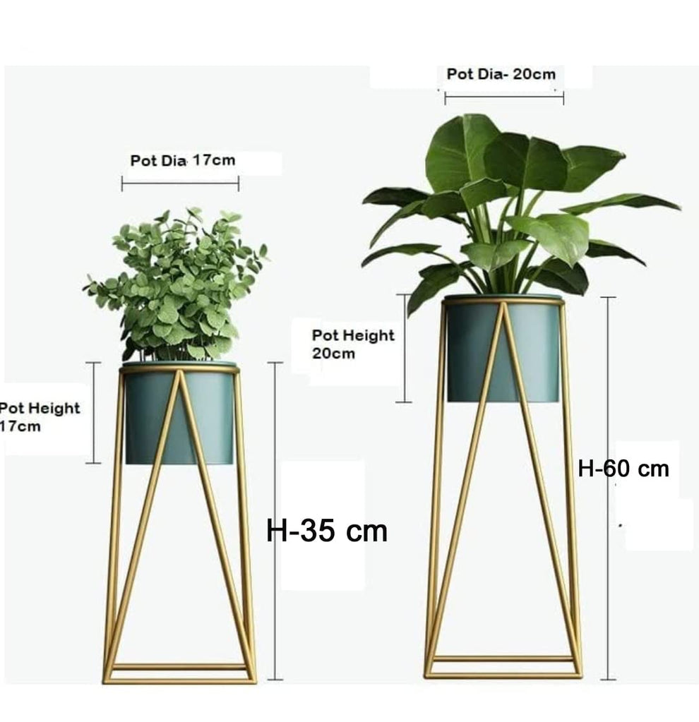 Premium Metal Plant Stand with Decorative Planter | Indoor/Outdoor Flower Pot Stand (Set of 2 Sizes)