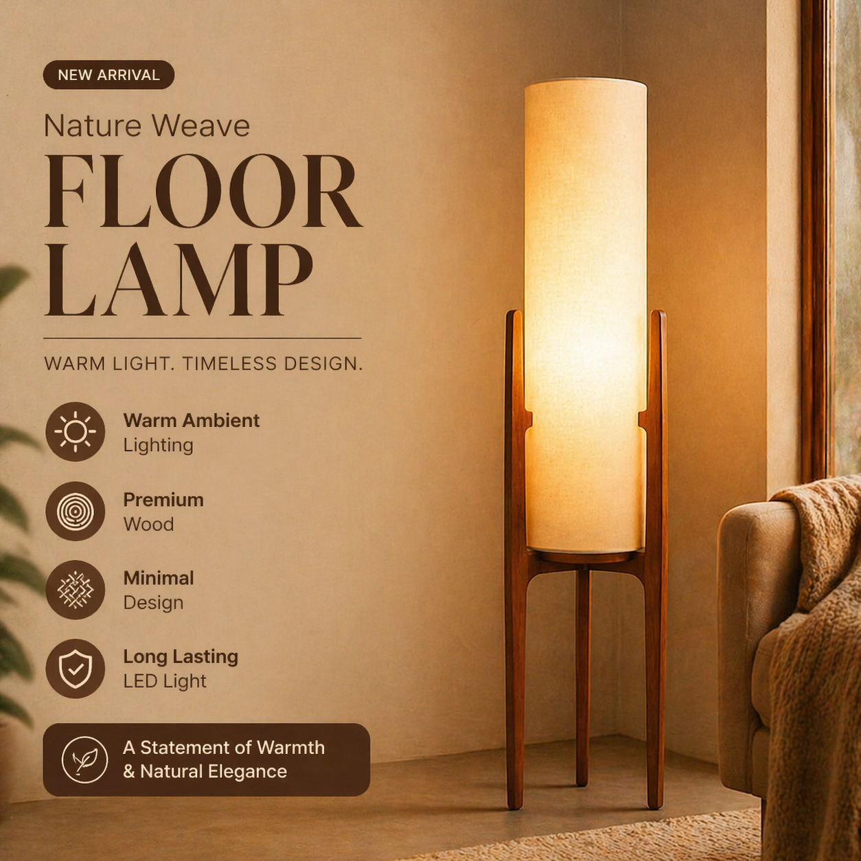 NatureWeave Floor Lamp – Warm Ambient Designer Light