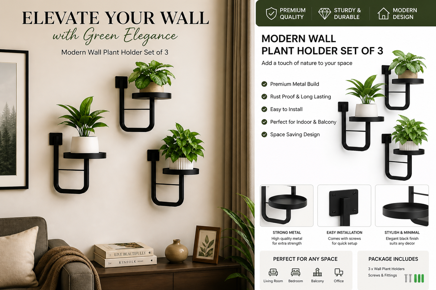 Aesthetic Wall Planter Stand Set