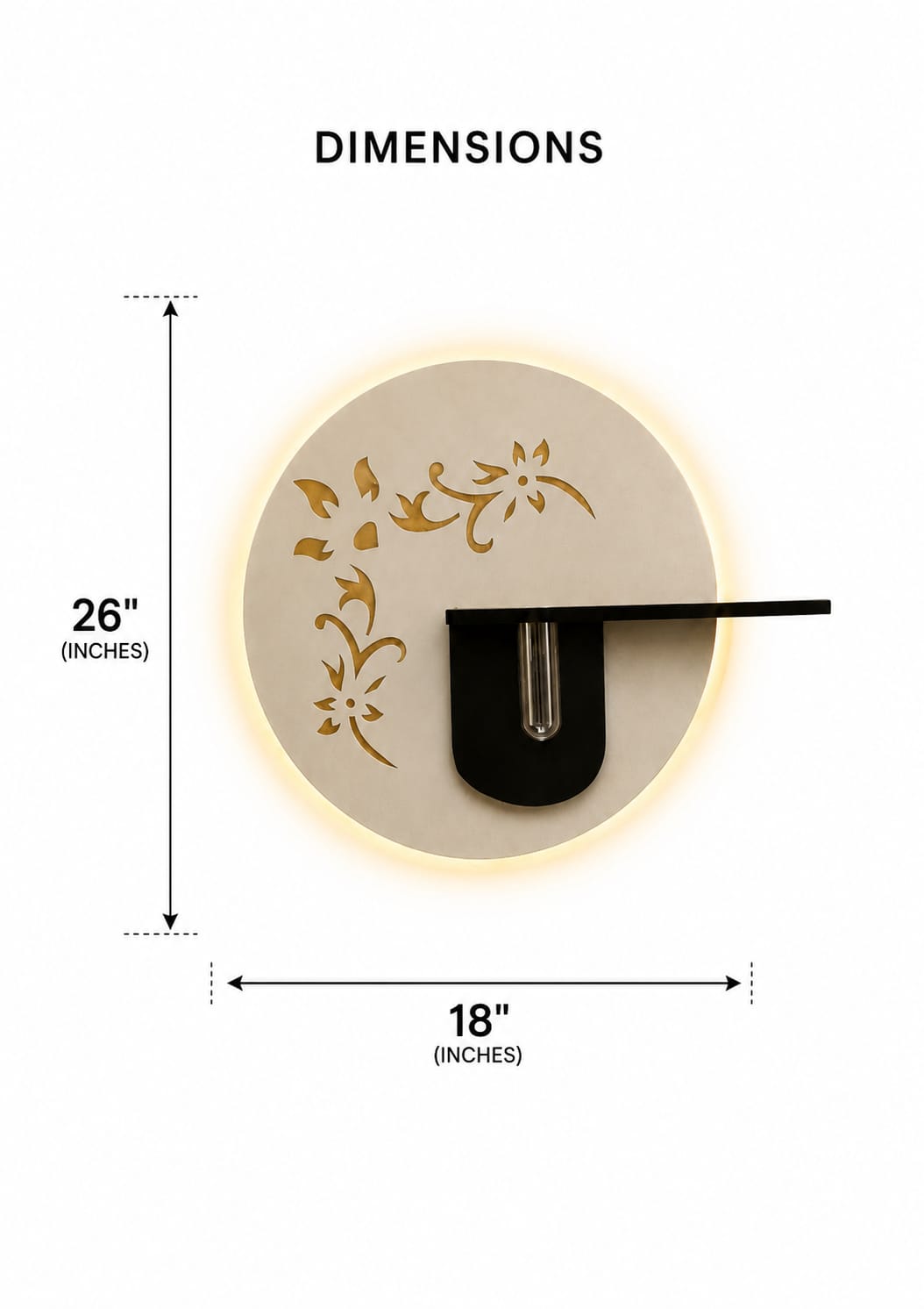Modern LED Wall Decor with Shelf & Vase, Warm White Decorative Wall Light