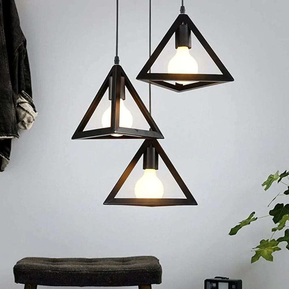 Modern Triangle 3-Light Pendant Lamp – Industrial Hanging Ceiling Light Fixture