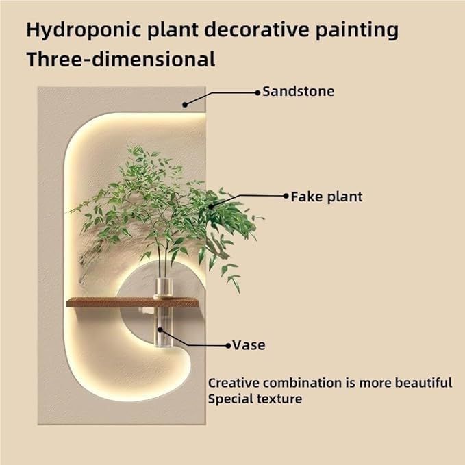 Modern LED Wall Art Shelf | Decorative Wall Mounted Planter & Vase Display Panel | Luxury Ambient Wall Décor