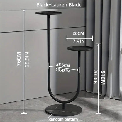 Modern Double-Tier Black Metal Plant Stand | Minimalist Flower Pot Holder | Luxury Indoor Plant Display Rack