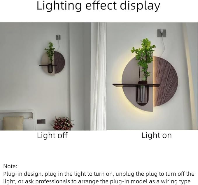 Round LED Wall Art Shelf with Glass Vase Holder | Modern Illuminated Decorative Wall Panel | Luxury Floating Shelf Décor