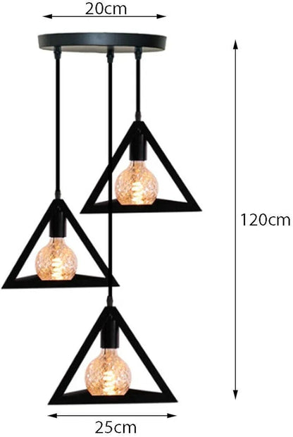 Modern Triangle 3-Light Pendant Lamp – Industrial Hanging Ceiling Light Fixture