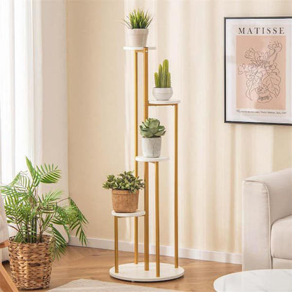 Modern 4-Tier Gold Metal Plant Stand | Vertical Flower Pot Display Rack | Luxury Indoor Plant Holder for Home Décor