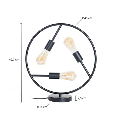 Modern Circular 3-Light Table Lamp – Industrial Metal Decorative Desk Light