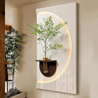 Modern LED Wall Planter Frame with Shelf – Decorative Light Panel for Home & Office