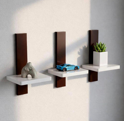 Modern Floating Wall Shelves Set of 3 – Wooden Wall Mounted Display Shelves