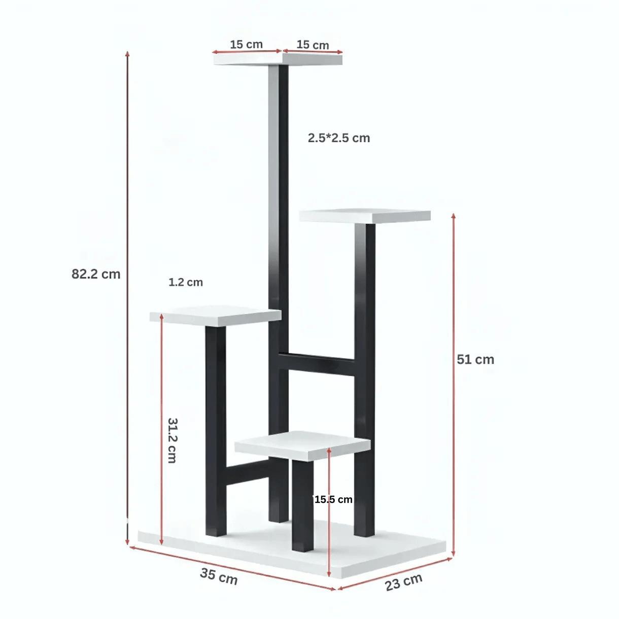 Modern Multi-Tier Plant Stand – 4 Level Indoor Flower Pot Rack (Black & White Design)