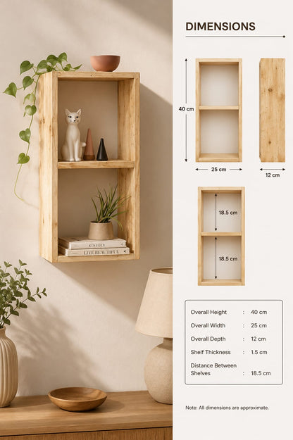 Modern Wooden Wall Shelf Organizer | Minimal Floating Storage Shelf for Home Décor