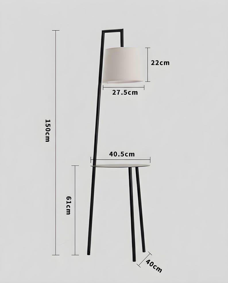 Modern Floor Lamp with Table – Minimalist Standing Lamp with Side Table