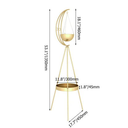 Premium Gold Finish Planter Stand with Elegant Hanging Pot – Perfect Modern Living Room Corner Decor for Stylish and Minimalist Homes