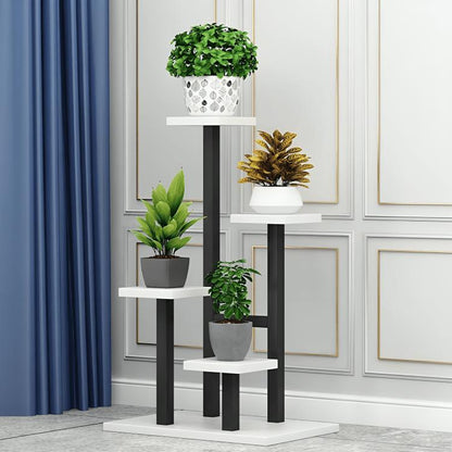 Modern Multi-Tier Plant Stand – 4 Level Indoor Flower Pot Rack (Black & White Design)