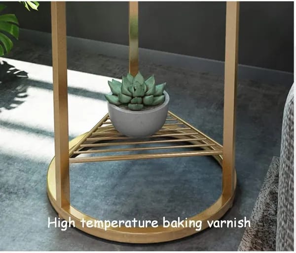 Luxury Wooden Top Side Table with Gold Finish Base