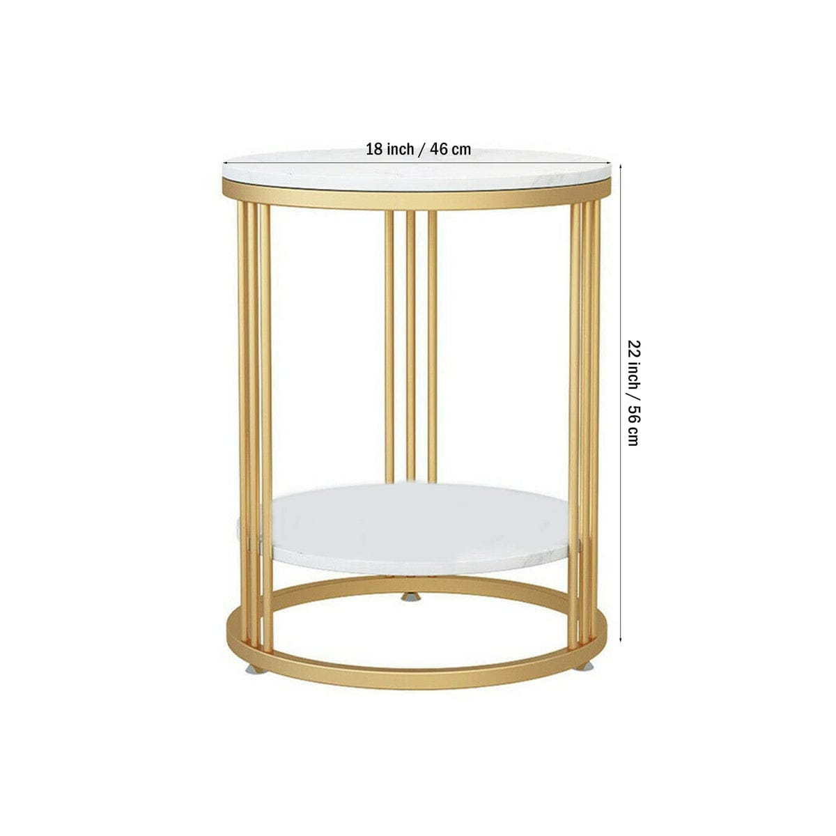 Premium Iron Stand Two Layer Marble wood Side Table