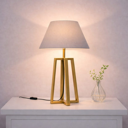 Modern Gold Geometric Table Lamp – 24 Inch Bedside Light