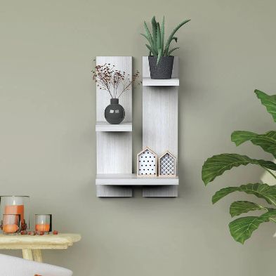 Modern 4-Tier Wooden Wall Shelf | Decorative Floating Storage Rack | Space-Saving Wall Mounted Display Shelf