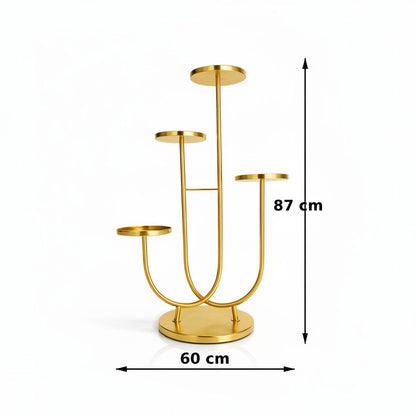 Luxury 4-Tier Gold Metal Plant Stand | Modern Multi-Level Flower Pot Display Rack | Decorative Indoor Plant Holder