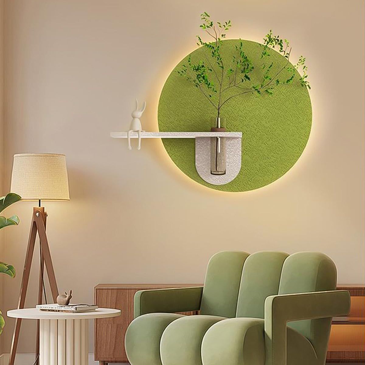 Modern Decorative Wall Shelf with Glass Vase Holder – Minimalist Round Wall Décor