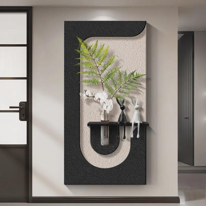 Luxury LED Wall Art Shelf with Vase Holder | Modern Illuminated Floating Wall Shelf | Decorative Wall Panel for Home & Office