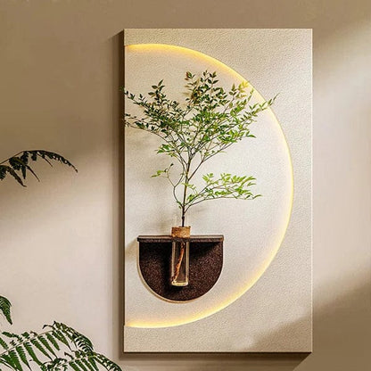 Modern LED Wall Planter Frame with Shelf – Decorative Light Panel for Home & Office