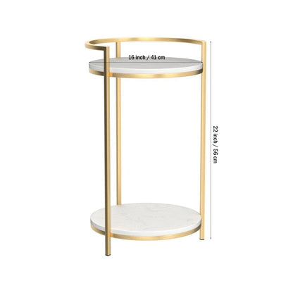 Premium Metallic Stand Two Layer Wooden Side Table