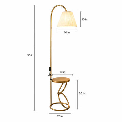 Luxury Gold Floor Lamp with Side Table – Modern Bedside Standing Lamp