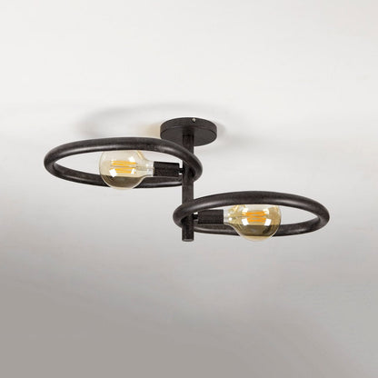 Modern Rotating 2-Light Ceiling Lamp – Industrial Ring Design Decorative Ceiling Light