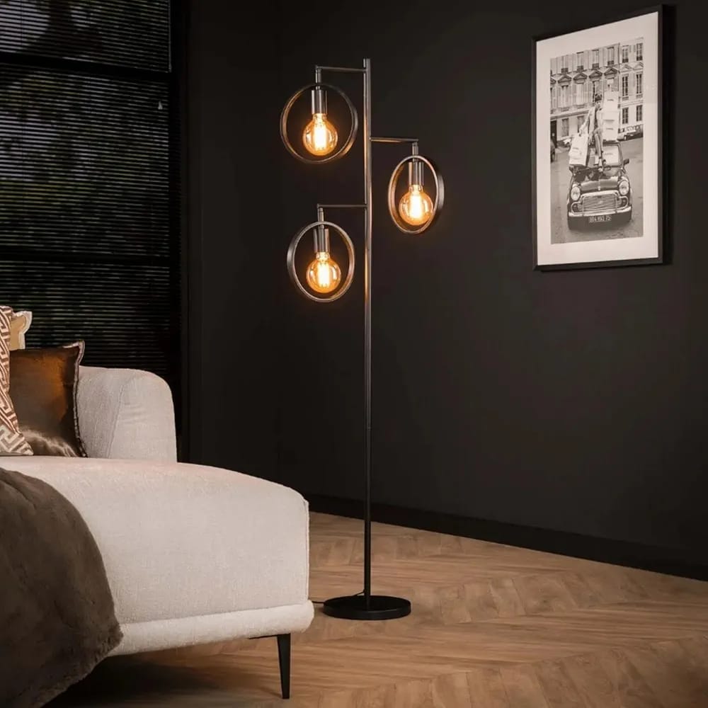 Modern 3-Light Industrial Floor Lamp – Decorative Standing LED Lamp for Living Room