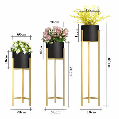Set of 3, Elegant black pot Flower Stands for Home Decor