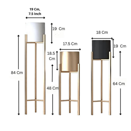 Stylish Metal Plant Stand Set of 3 – Decorative Indoor Planter Holders (Gold Frame)