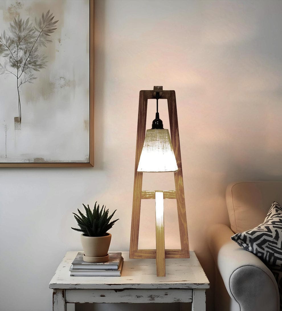 Modern Wooden Tripod Floor Lamp | Decorative Standing Lamp for Living Room & Bedroom