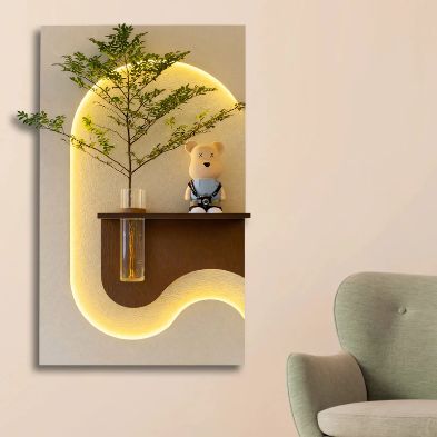 Modern LED Wall Art Shelf with Vase Holder | Luxury Illuminated Wall Panel | Decorative Floating Shelf for Home Décor