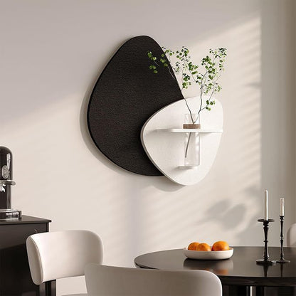 Modern Abstract Wall Art Shelf with Glass Vase Holder | Luxury Decorative Floating Shelf | Contemporary Wall Décor Accent