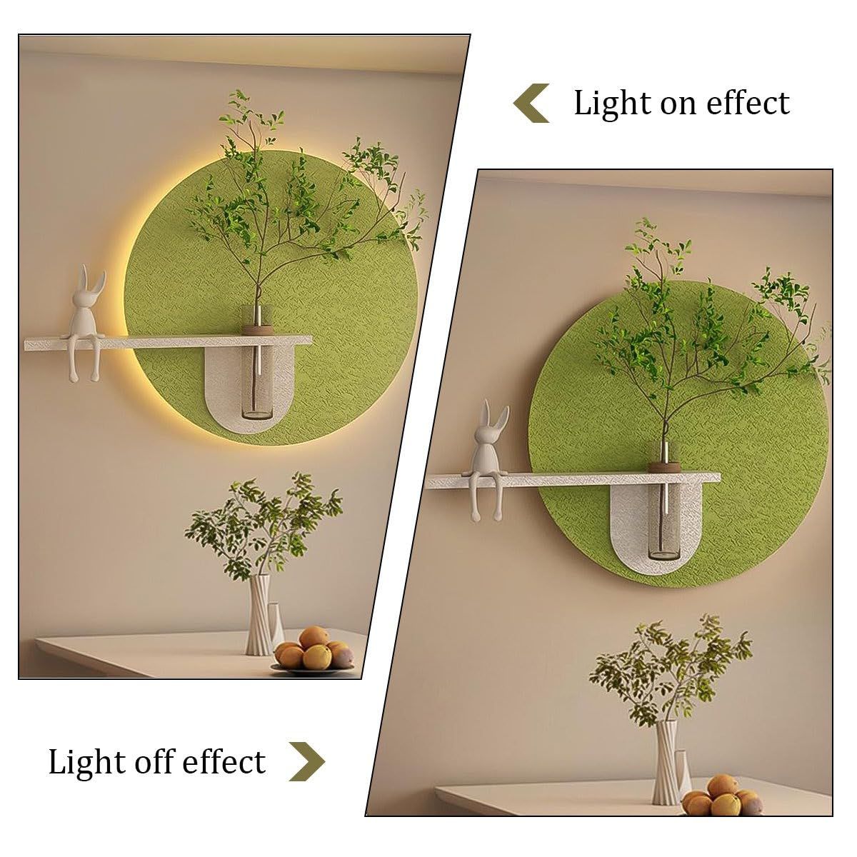 Modern Decorative Wall Shelf with Glass Vase Holder – Minimalist Round Wall Décor