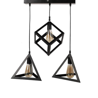 Modern Geometric 3-Light Pendant Lamp – Industrial Hanging Ceiling Light Fixture