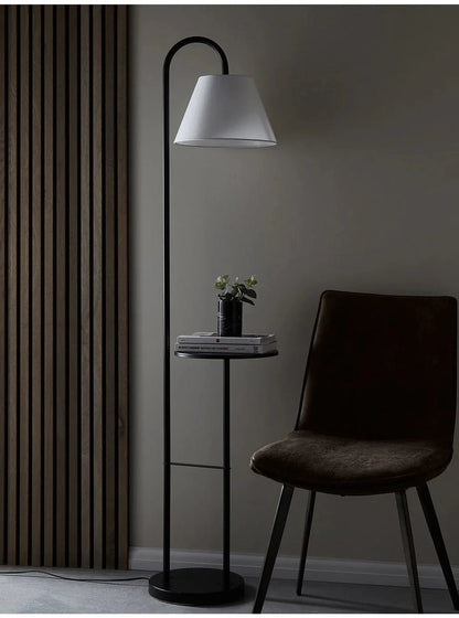 Lamp with Table – Modern Black Standing Light for Bedroom, Living Room & Study”