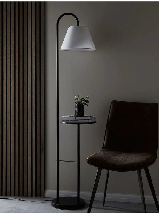 Lamp with Table – Modern Black Standing Light for Bedroom, Living Room & Study”