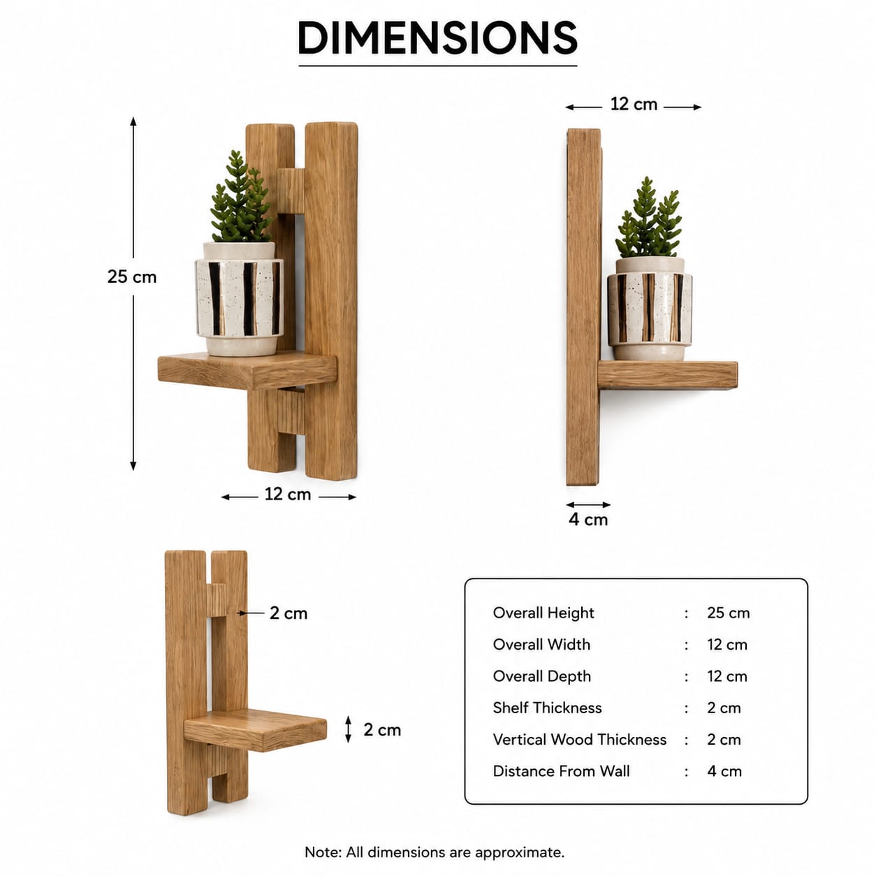 Minimal Wooden Wall Shelf for Plant & Home Décor | Modern Floating Display Shelf