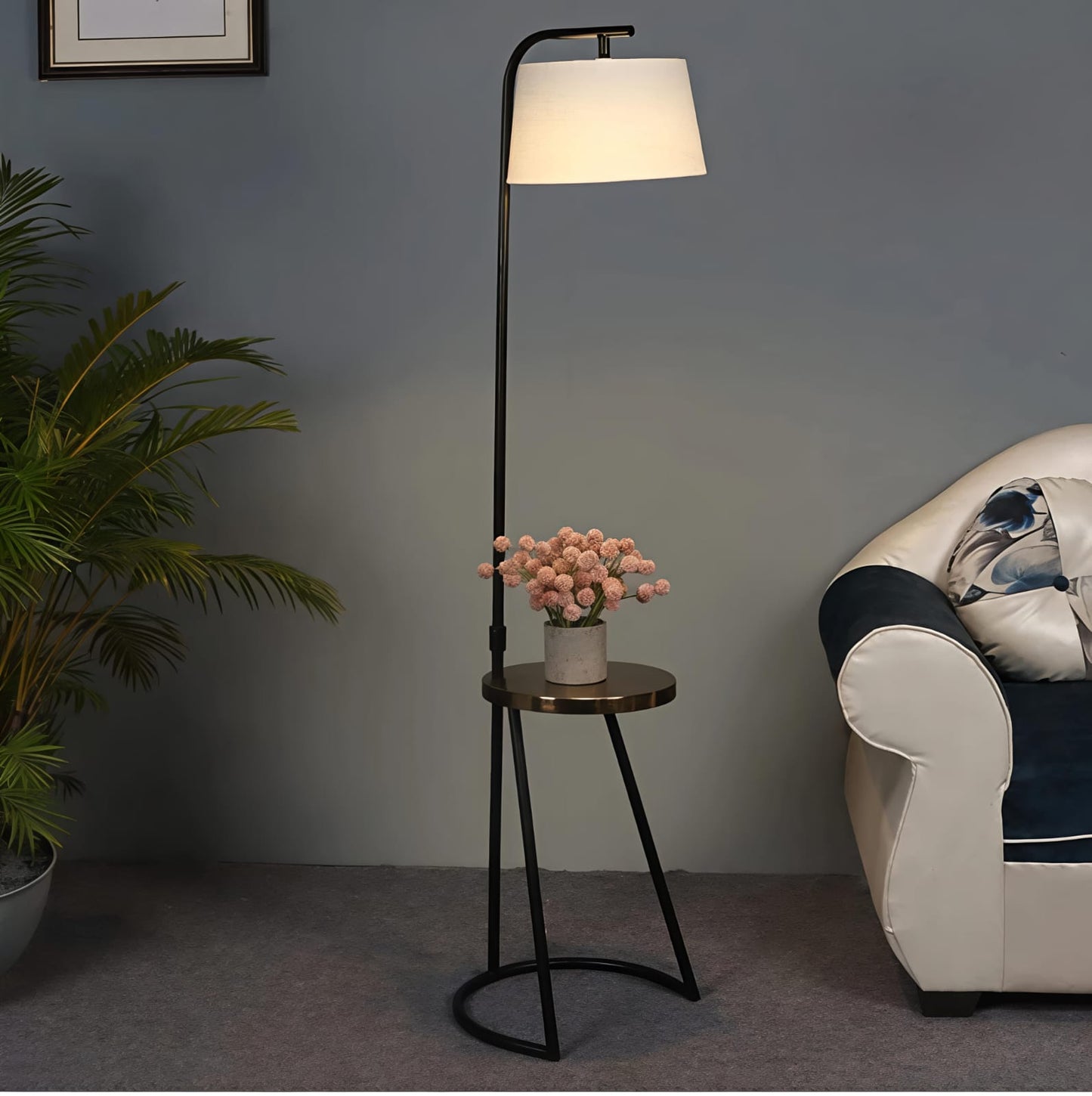 Modern Floor Lamp with Side Table | Nordic Standing Lamp for Living Room