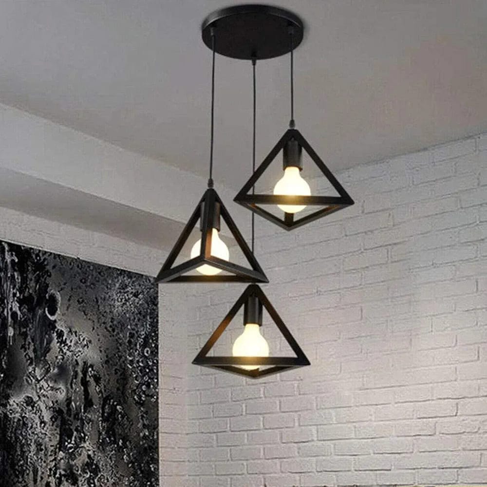Modern Triangle 3-Light Pendant Lamp – Industrial Hanging Ceiling Light Fixture