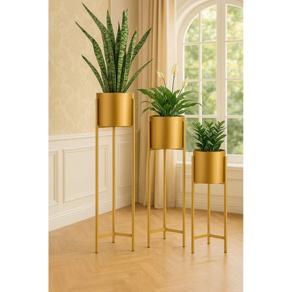 Luxury Gold Metal Planter Stand Set