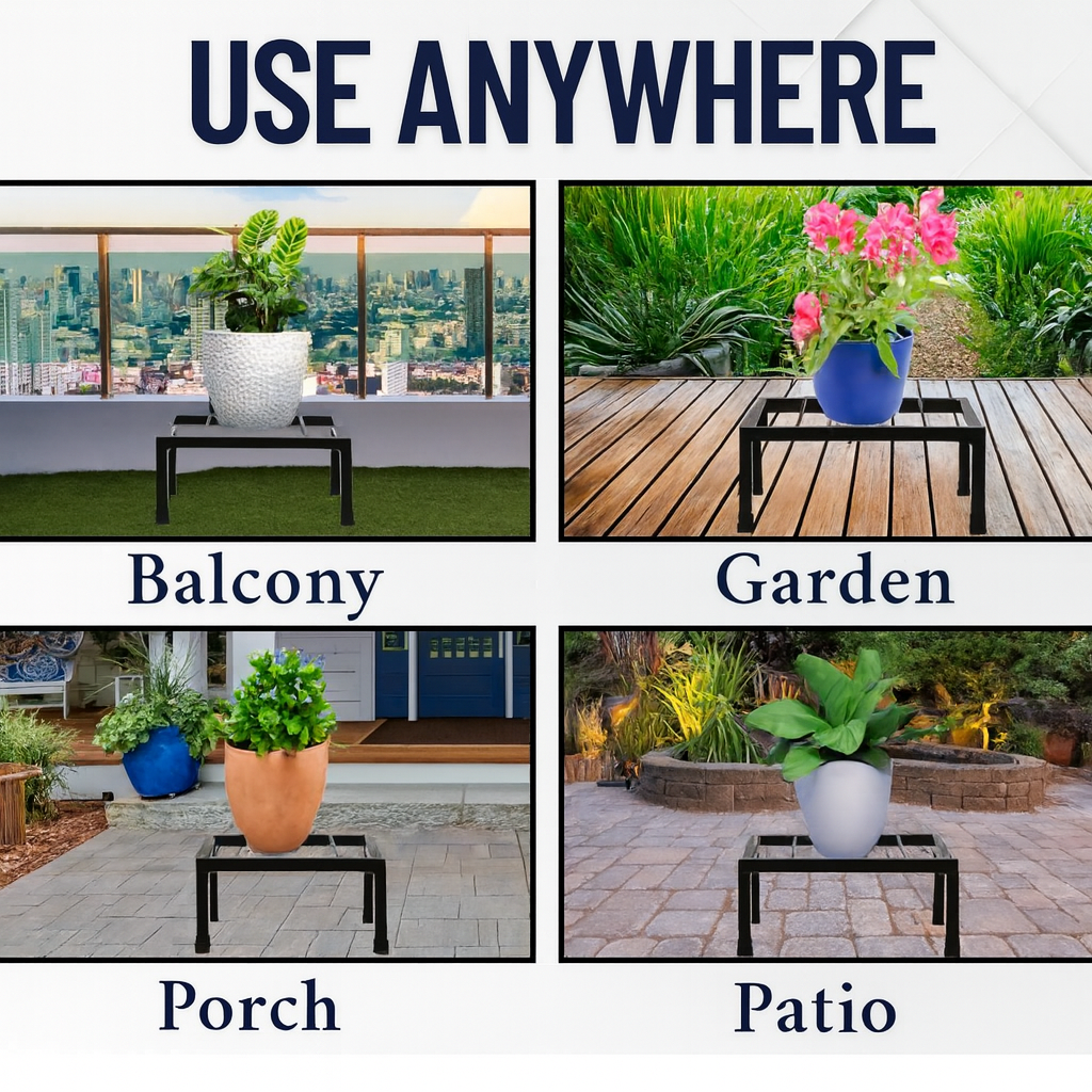 Metal Plant Stand Set of 4 – 10 Inch Heavy Duty Flower Pot Holder for Indoor & Outdoor Plants