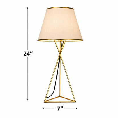 Luxury Gold Table Lamp – 24” Designer Lamp with Premium Fabric Shade