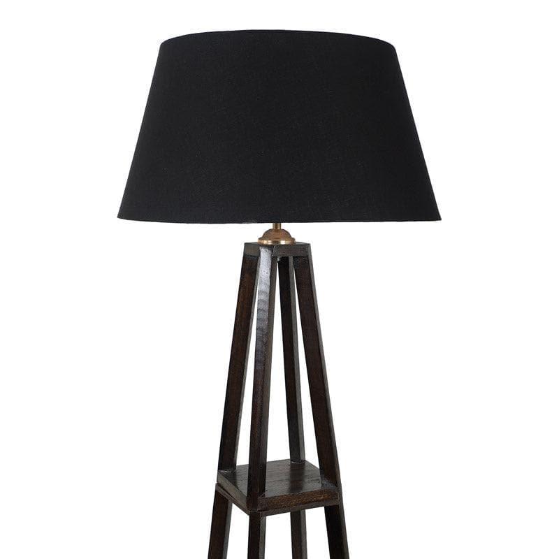 Modern Wooden Floor Lamp with Black Shade | Decorative Standing Lamp for Living Room, Bedroom & Office | 59.4 Inch Tall