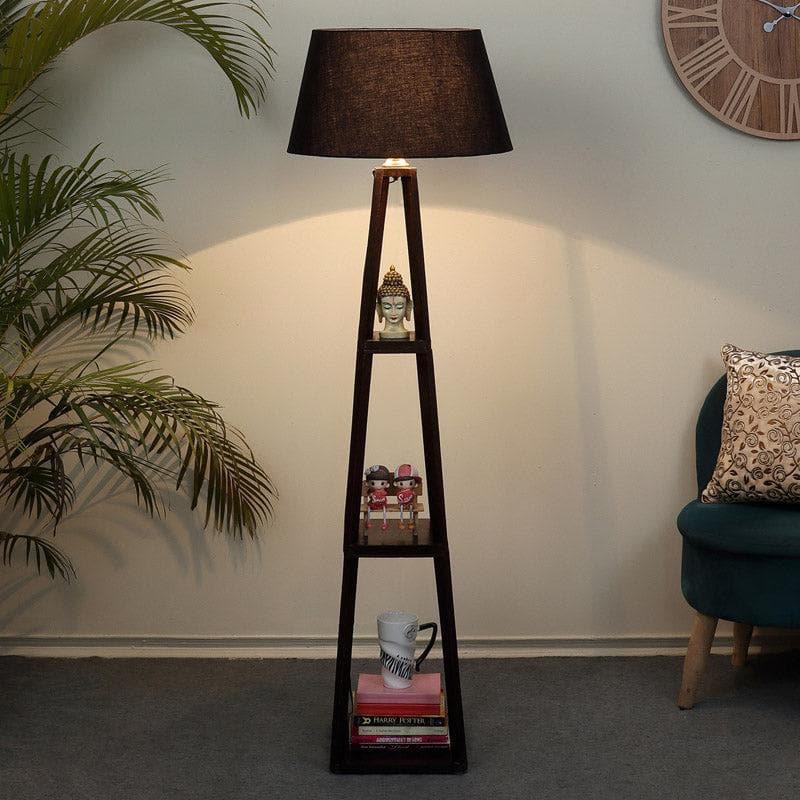 Modern Wooden Floor Lamp with Black Shade | Decorative Standing Lamp for Living Room, Bedroom & Office | 59.4 Inch Tall