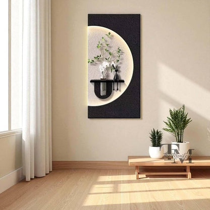 Handmade 3D LED Wall Art for Home & Office | Modern Decorative Painting with Warm Light for Living Room, Bedroom, Foyer & Hotel Decor (Round Moon)
